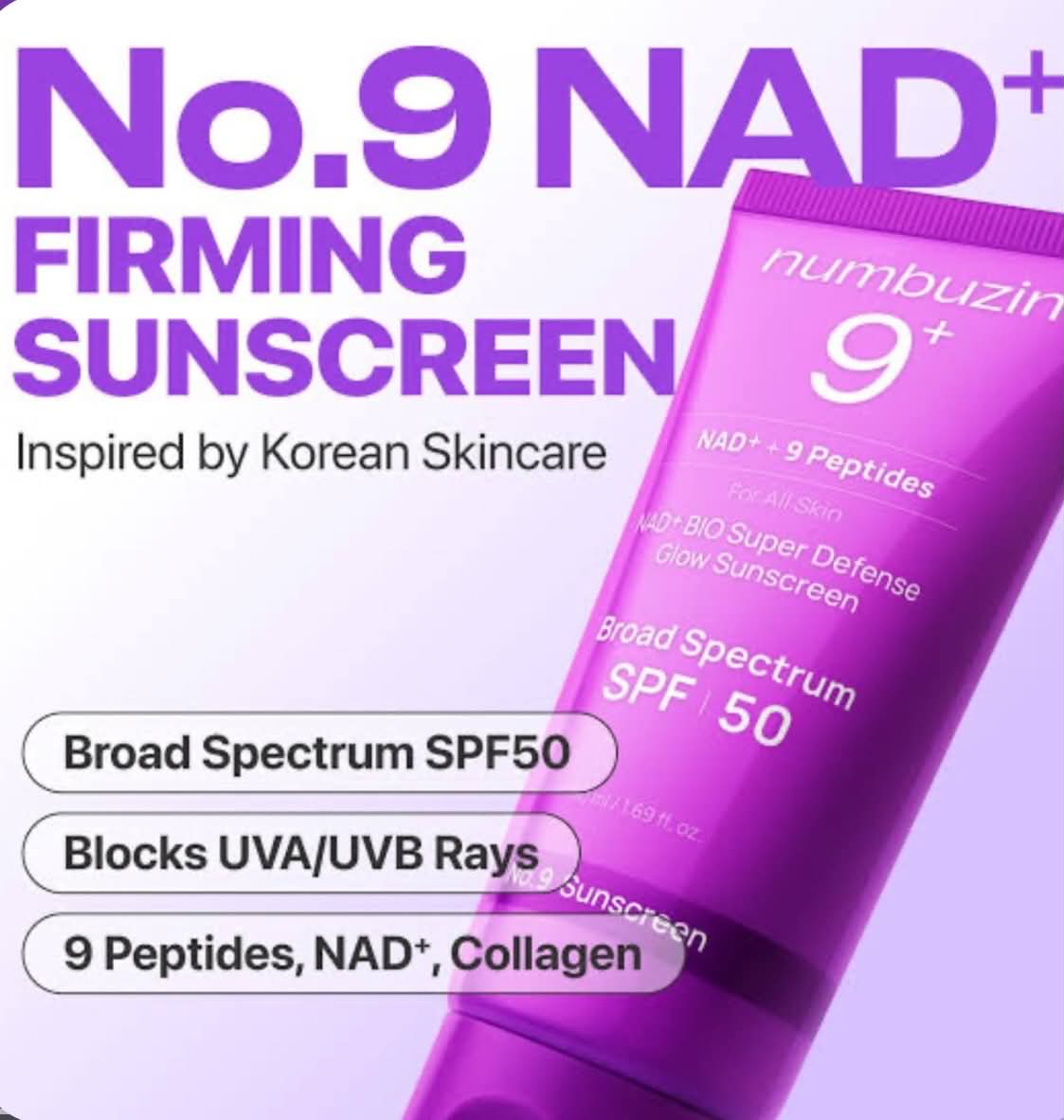 Numbuzin No.9 NAD+ Peptides Dewy Sun Essence SPF50+ PA++++