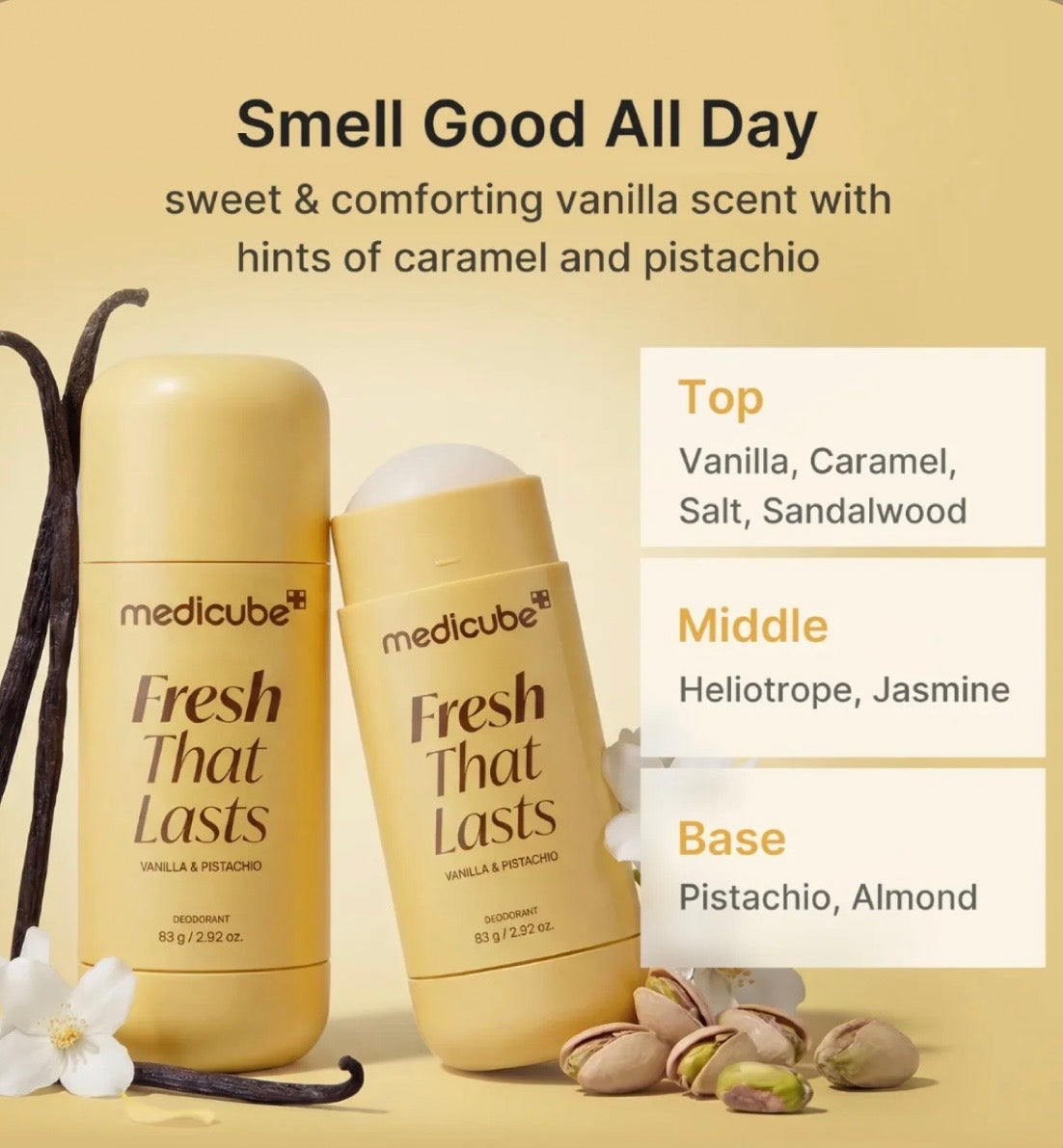 Medicube – Fresh That Lasts Deodorant | Vanilla & Pistachio | 83g